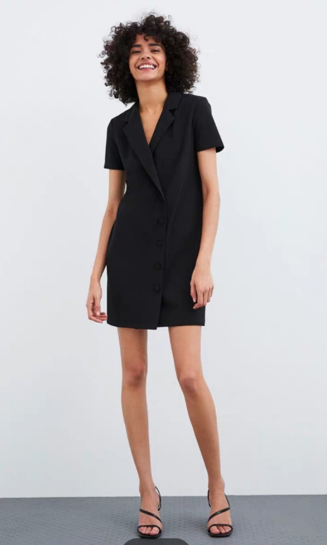blazer dress black zara