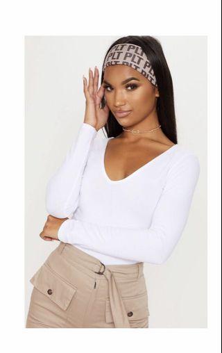 Pretty Little Thing Basic White Cotton Body Suit