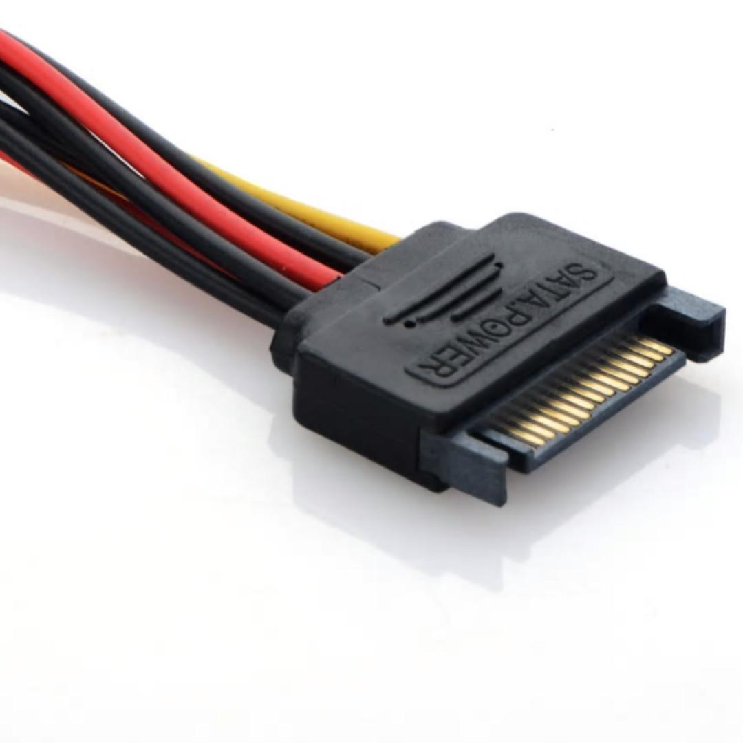 18-Inch SATA Data + Power Cable Combo Adapter - 7+15 Pin To Molex, 26AWG, Red 3 thumbnail image