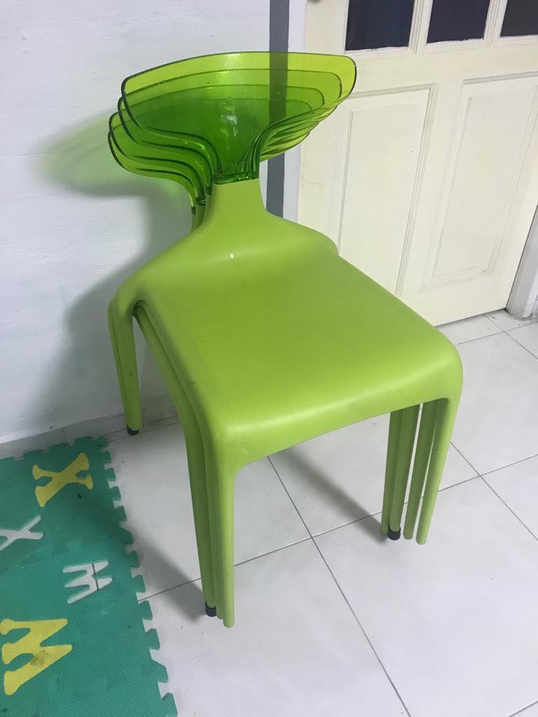 4 x green dining chairs