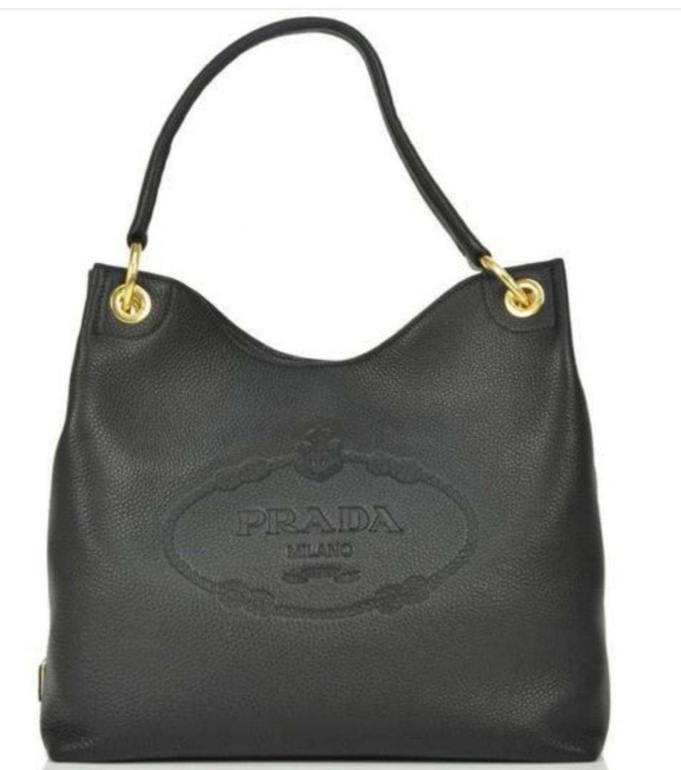 prada vitello daino double compartment leather shoulder bag