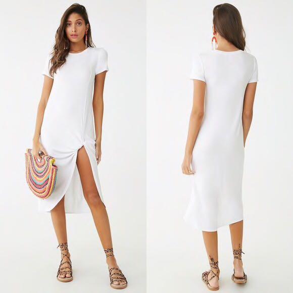 White t shirt dress with slits Outlet