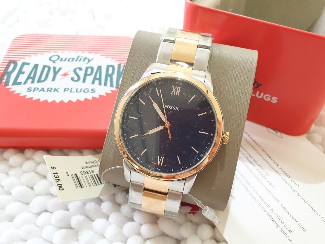 FOSSIL FS5498 MEN S The Minimalist Stainless Steel ROSEGOLD SILVER BLUE DIAL