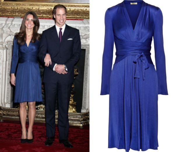 FREE POSTAGE Kate Middleton Engagement Dress replica royal blue wrap dress  tea knee length slim party work, Women's Fashion, Dresses & Sets,  Traditional & Ethnic wear on Carousell