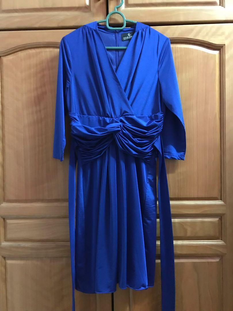 FREE POSTAGE Kate Middleton Engagement Dress replica royal blue wrap dress  tea knee length slim party work, Women's Fashion, Dresses & Sets,  Traditional & Ethnic wear on Carousell