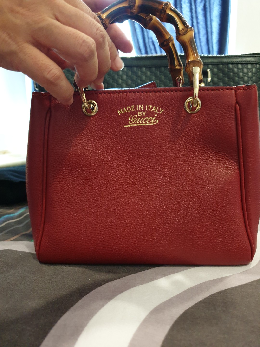 gucci red bamboo bag