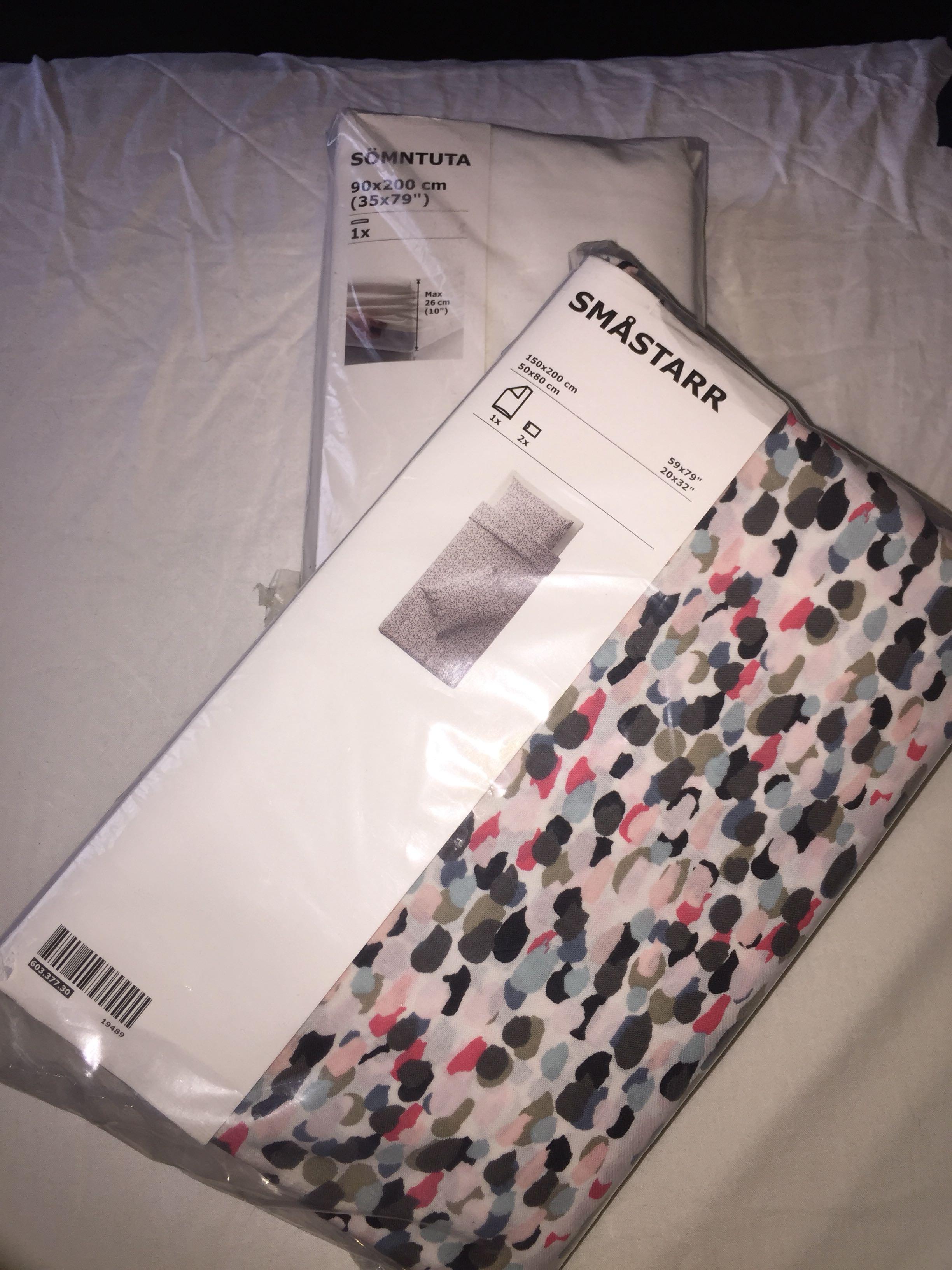 Ikea (Single) Somntuta Fitted Sheet & Smastarr Quilt Cover, Furniture