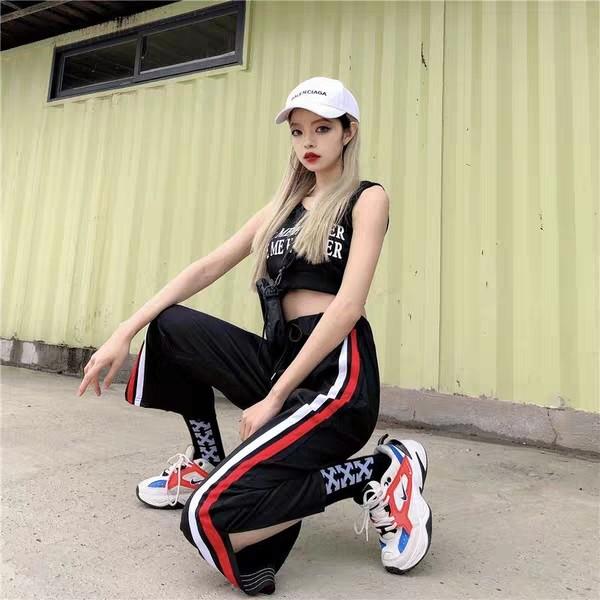 Black sweats with red stripe cheap