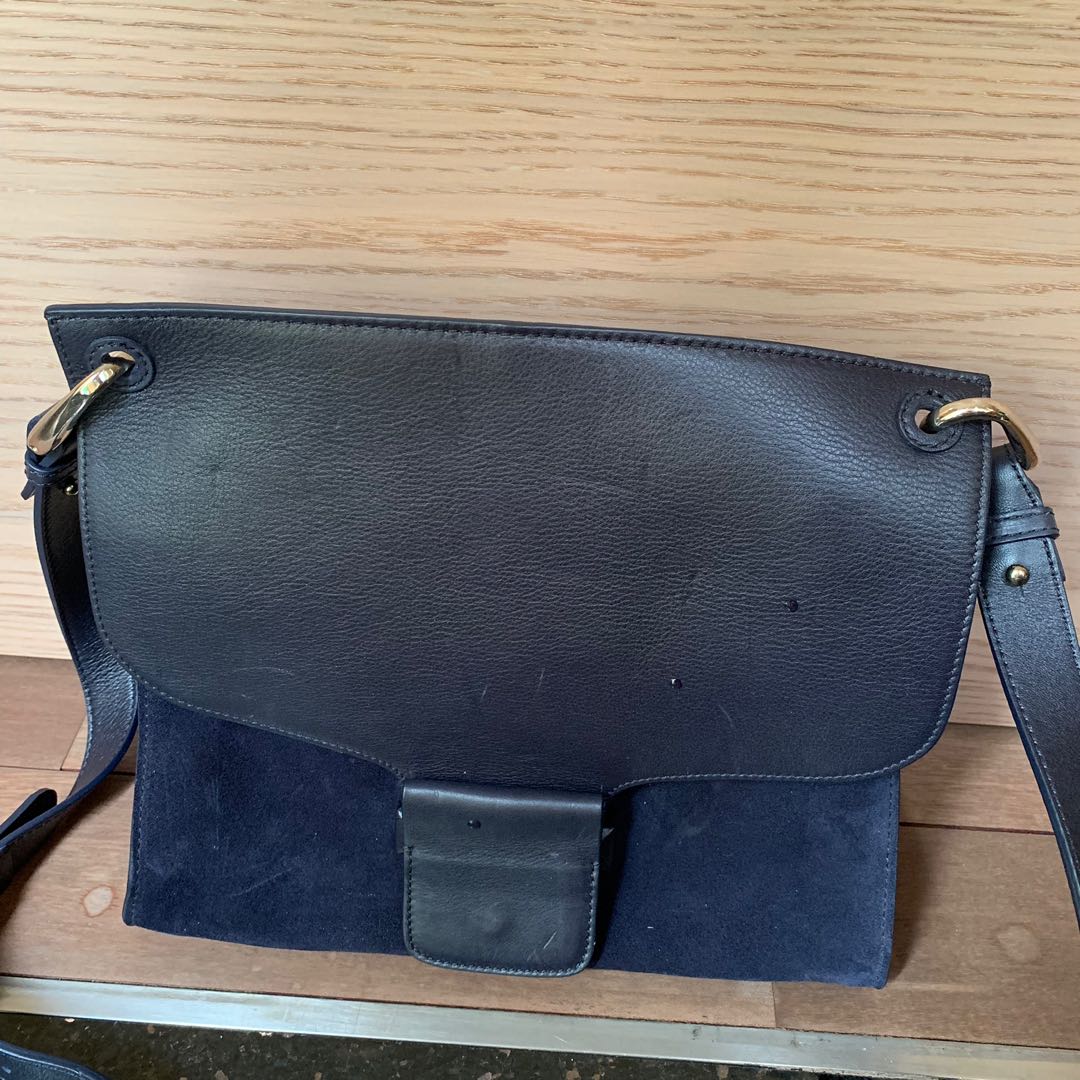 navy blue leather crossbody purse