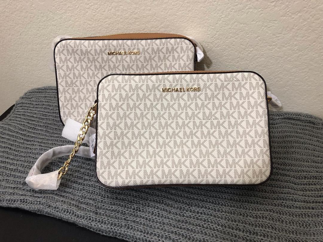 Mk white shop sling bag