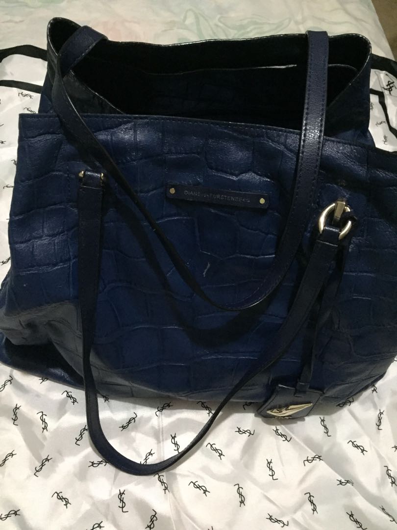 blue leather bag