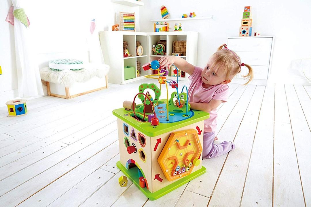 hape country critters wooden play cube