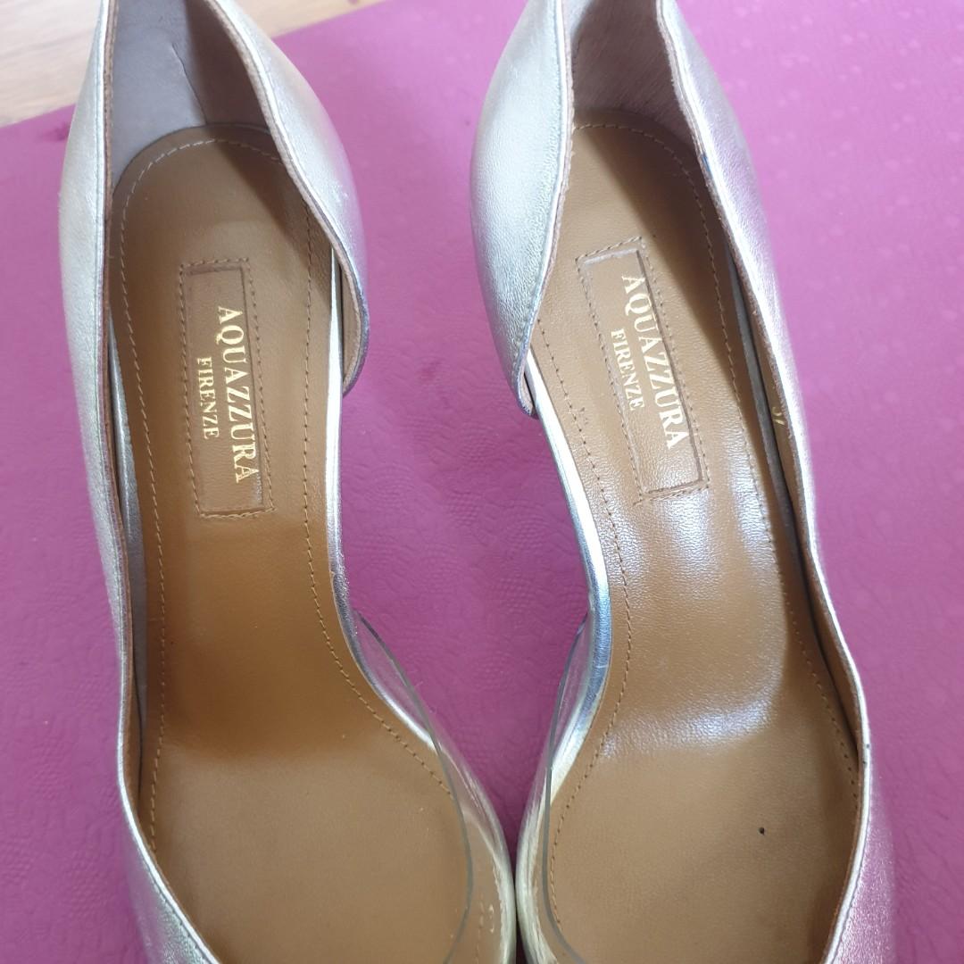 aquazzura silver heels