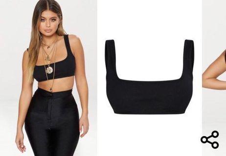 Pretty Little Thing | Black Rib Crop Top