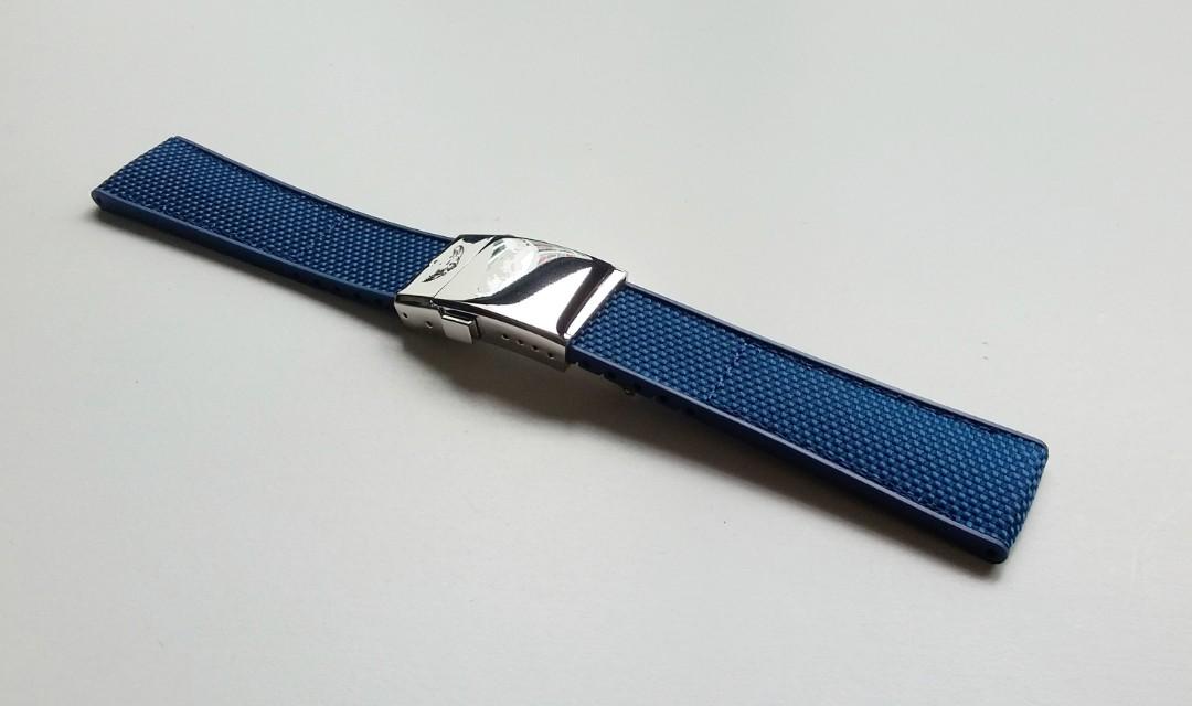 22mm 24mm MARINE BLUE NYLON RUBBER STRAP WITH NEW VERSION QUICK RELEASE CLASP FOR BREITLING PRICE INCLUDES FITTING