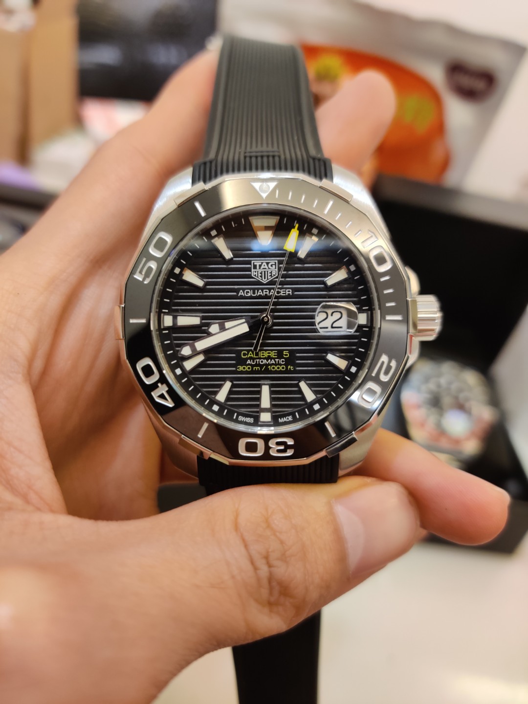 Ready stock Authentic TagHeuer Aquaracer Calibre 5 Swiss made engine Black 43mm
