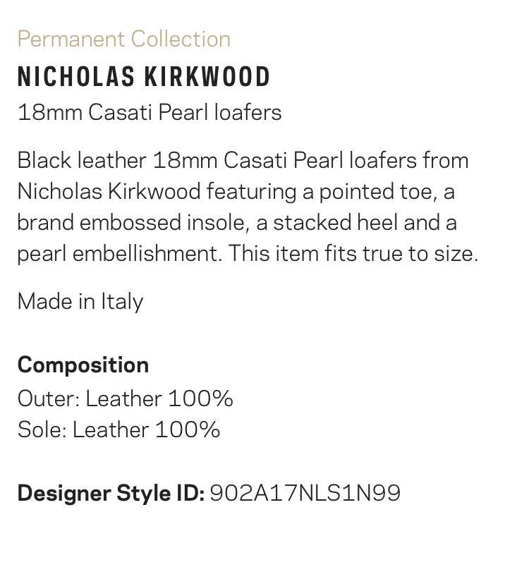 Black leather 18mm Casati Pearl loafers from Nicholas Kirkwood Women s Fashion Shoes on Carousell