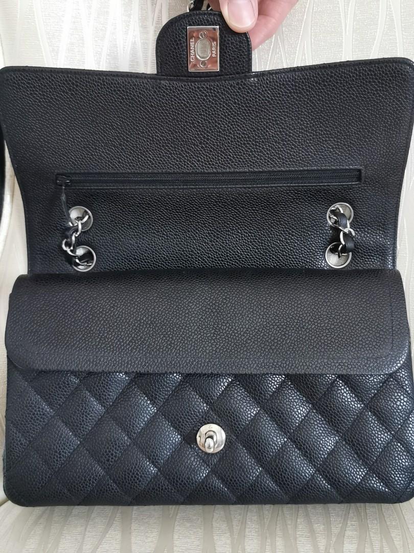 Chanel Black Caviar Medium M/L Classic Flap Bag in SHW, Luxury, Bags &  Wallets on Carousell