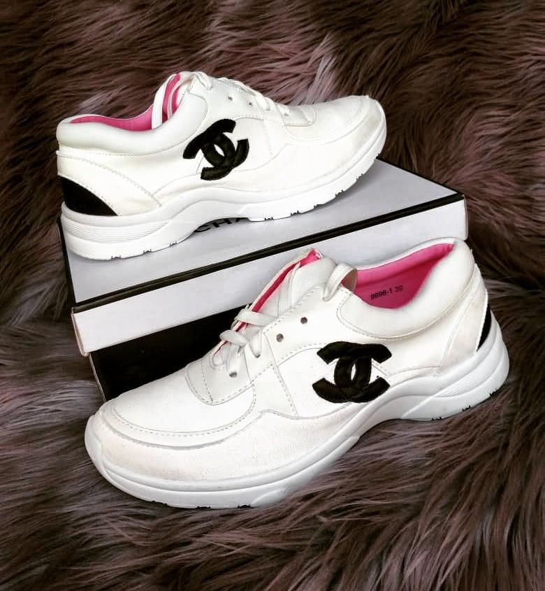 chanel sneakers white and pink