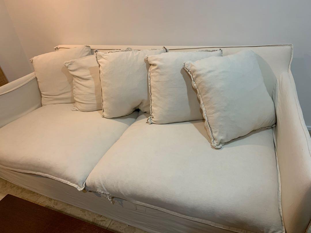 Crate Barrel Oasis Sofa Off White Linen Cover Furniture Sofas On Carousell