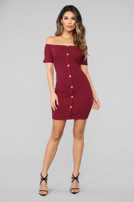 Fashion Nova Red Off Shoulder Dress Women S Fashion Clothes Dresses Skirts On Carousell
