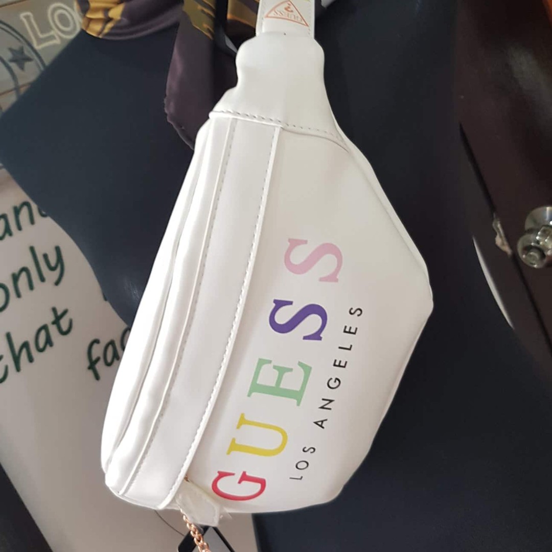 Guess White Fanny pack Women s Fashion Bags Wallets Cross body Bags on Carousell