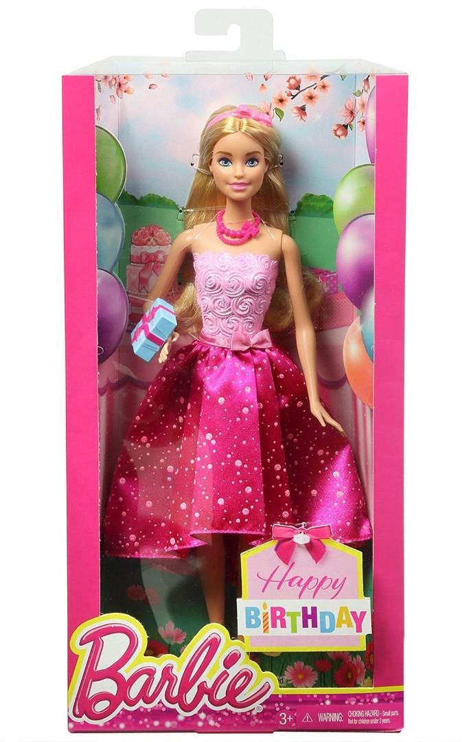 Barbie Doll Happy Birthday Party Dress Pink Skirt Necklace Headband Belt Glitter