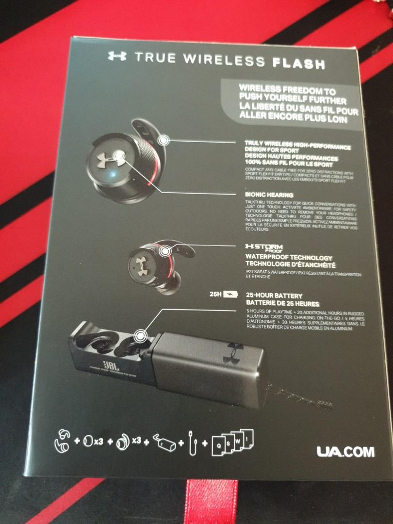 JBL Under Armour True Wireless Flash Earbuds Audio Earphones on
