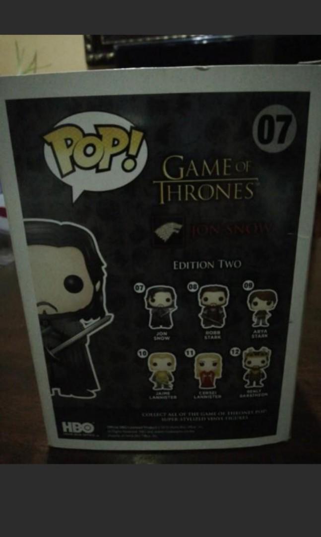 Jon Snow Funko PoP #7 (Category: Figurines & Statues) located in Pasig City. Submitted by phate82 (Listing ID 245682347, Image 2). Description: Funko PoP Game of Thrones Jon Snow #7.