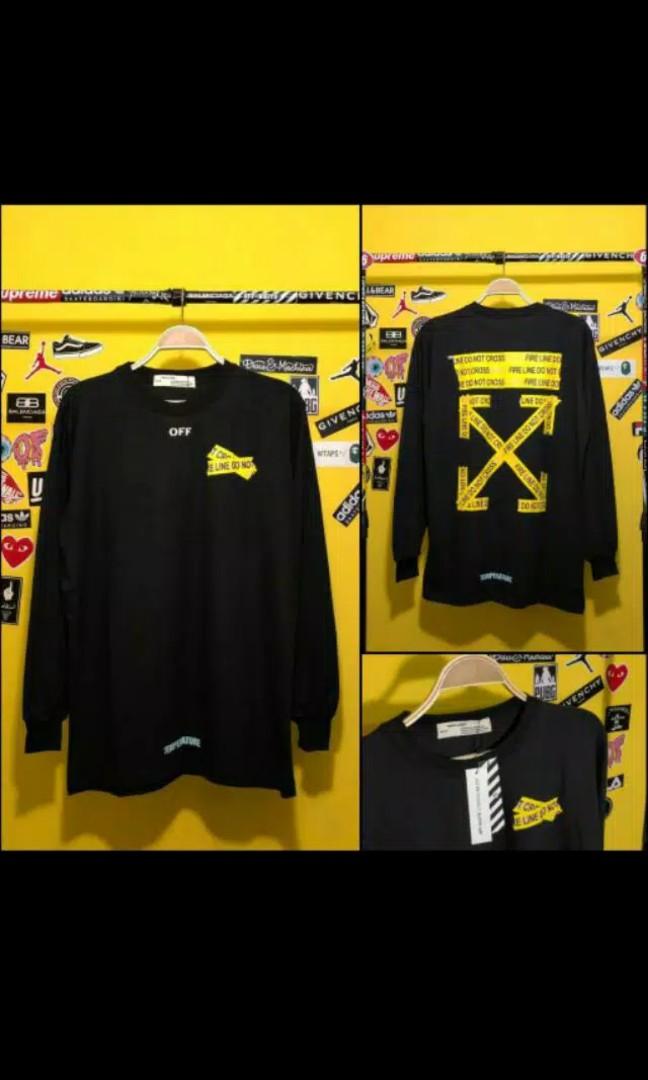 Kaos tshirt long sleeve lengan panjang off white zara h&m, Fesyen