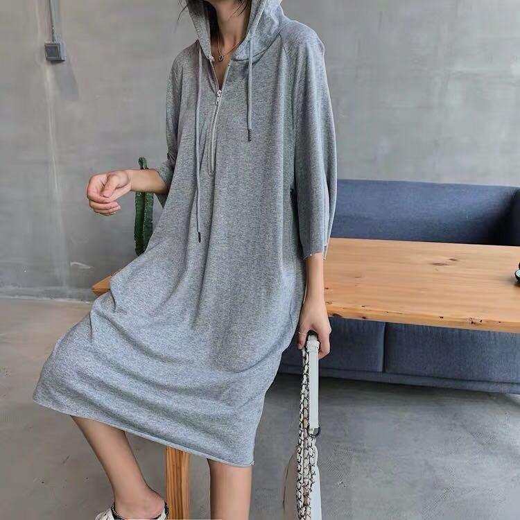 Lazy Weekend Hoodie T-shirt Dress 