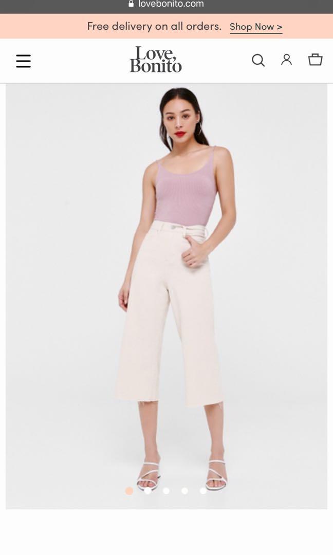 cream culotte jeans