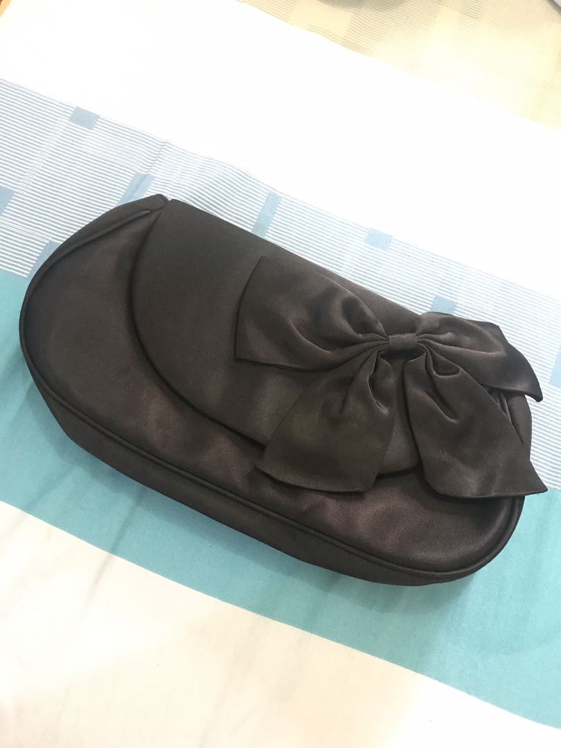Marks and spencer black satin clutch, Women's Fashion, Bags & Wallets