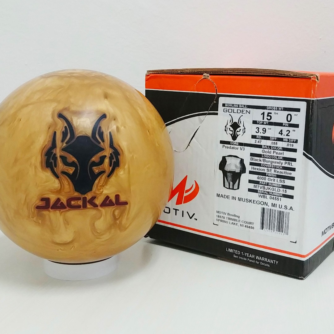 Motiv Golden Jackal Bowling Ball 15lbs, Sports Equipment, Sports & Games, Billiards & Bowling on