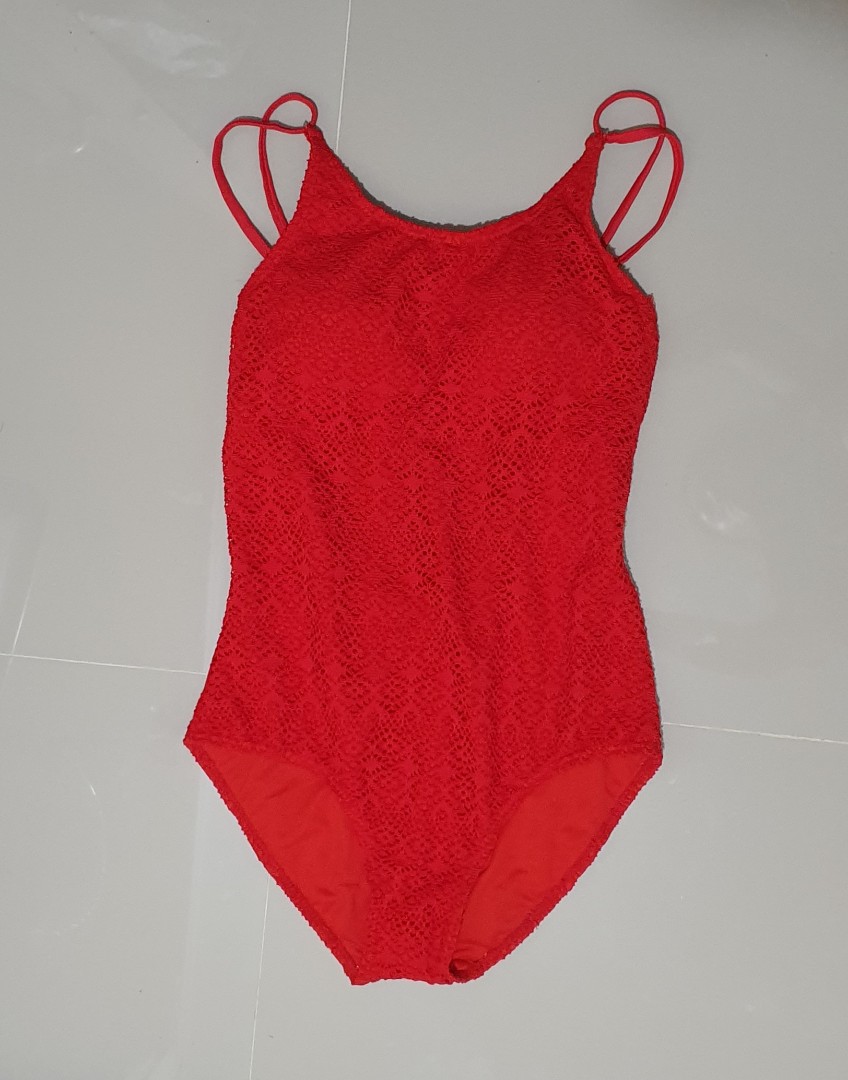 One Piece Red Swimsuit, Women's Fashion, Swimwear, Bikinis & Swimsuits on Carousell