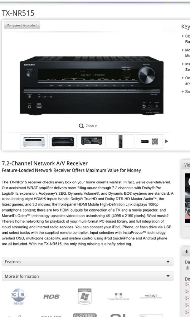 ONKYO Amplifier NR TX 515 , Audio, Soundbars, Speakers & Amplifiers on