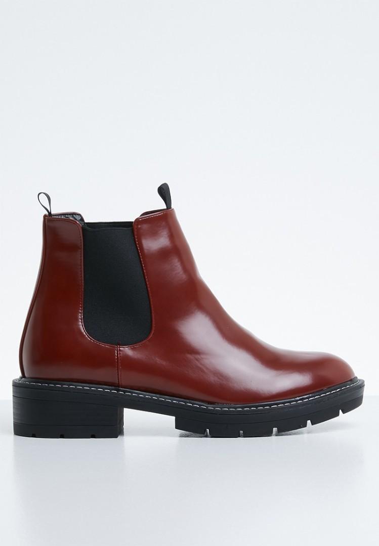 Public Desire burgundy cherry chelsea ankle boots