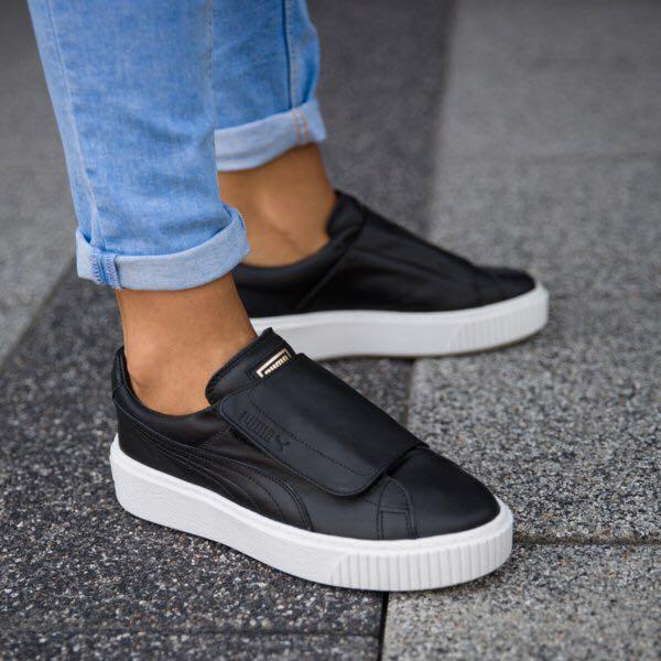 Puma basket platform strap hotsell white