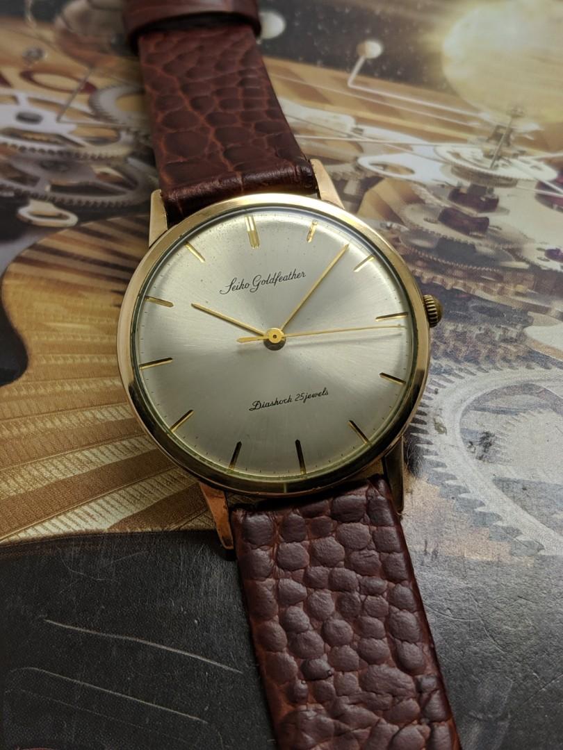 SEIKO GOLDFEATHER DIASHOCK 25 JEWELS HAND WINDING WATCH 1961 s