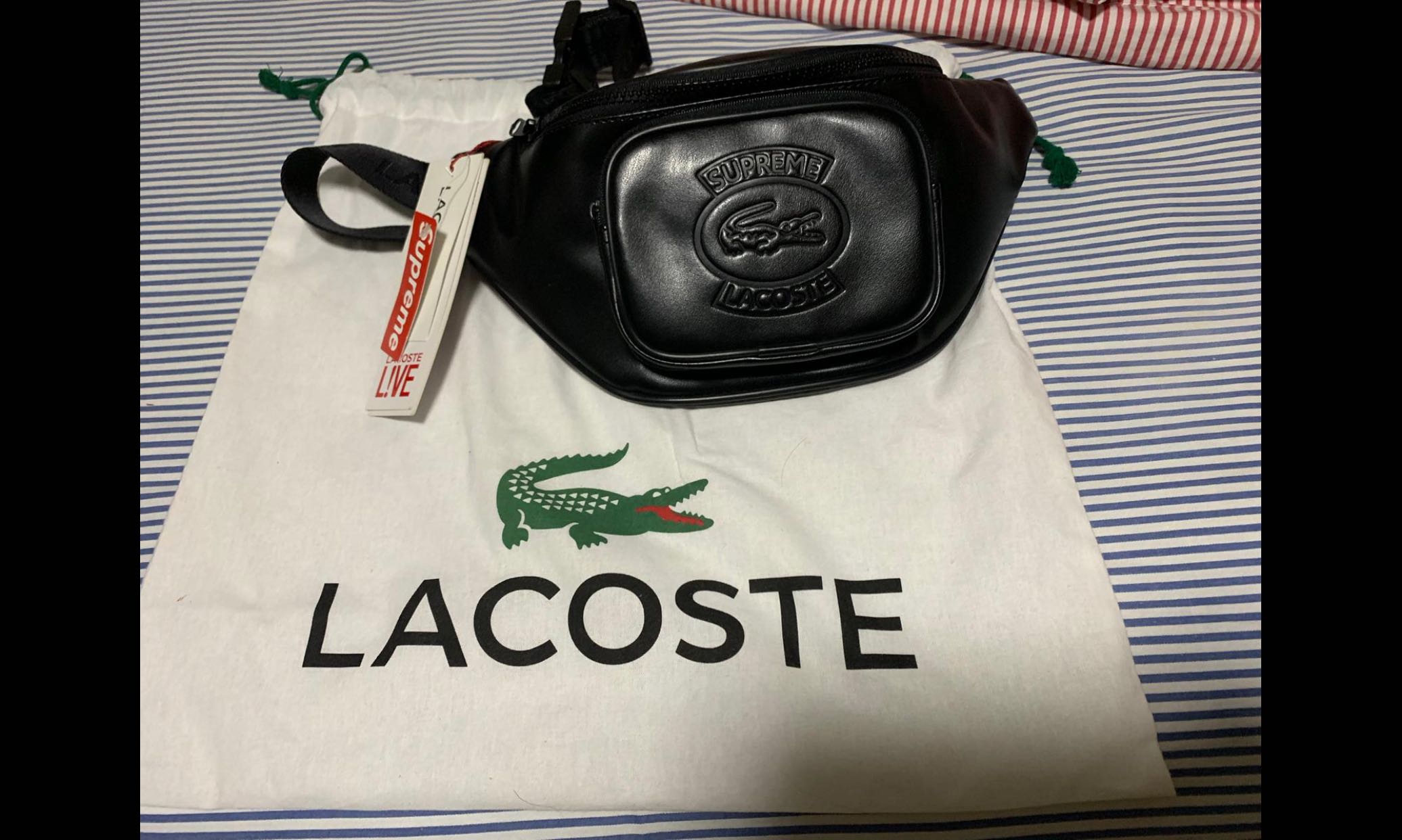 SUPREME LACOSTE Waist Bag Black Men s Fashion Bags Belt bags Clutches and Pouches on Carousell