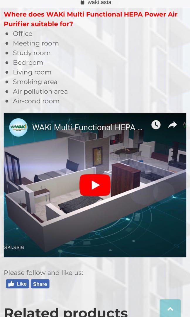 WKA2024 WAKi Multi Functional HEPA Power Air Purifier, TV & Home Appliances, Air Conditioning