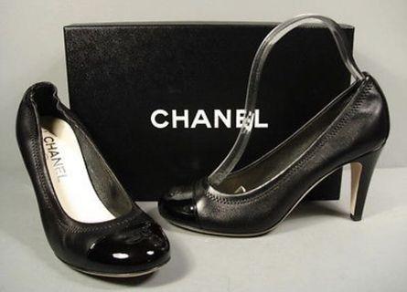 Auth Chanel Gathered Lambskin Pumps Shoes