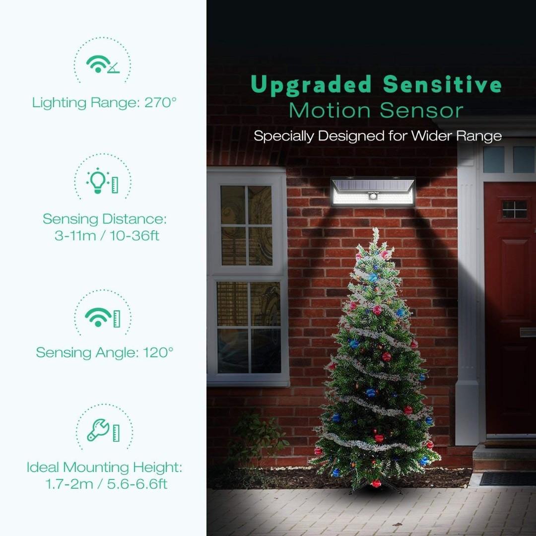 A208 Mpow 102 LED Solar Lights Motion Sensor Super Bright Wall