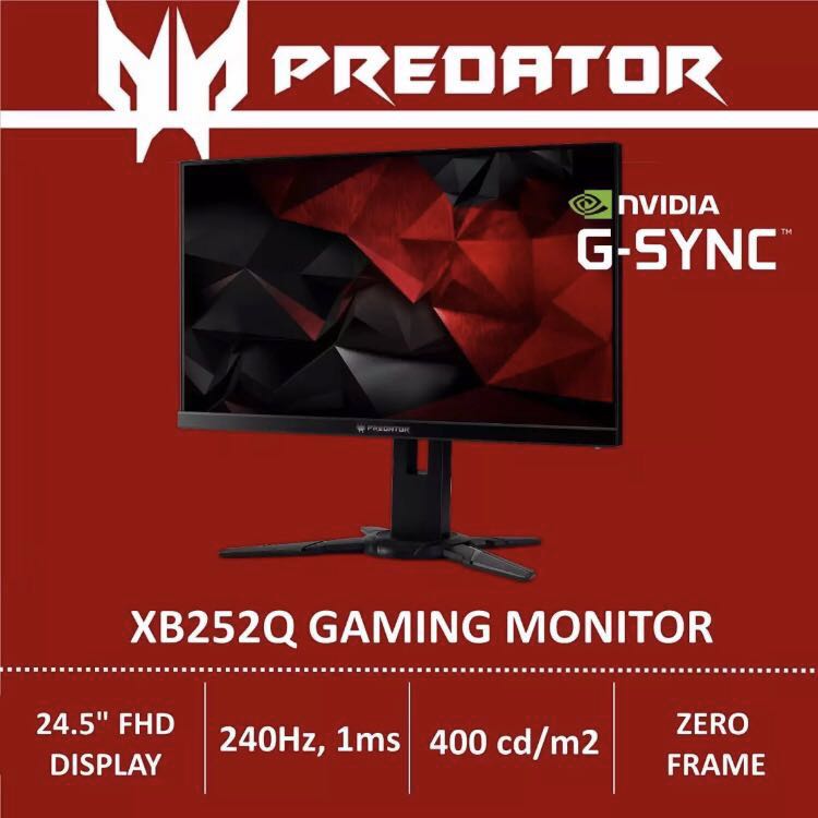 Sale Acer Predator Xb252q 24 5 Gsync 240hz Monitor Electronics Computer Parts Accessories On Carousell