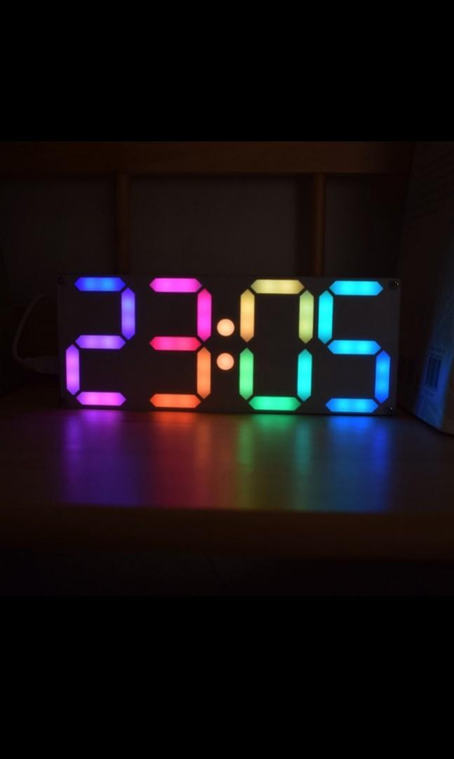 DIY Rainbow Color Digital Clock, Furniture & Home Living, Home Decor
