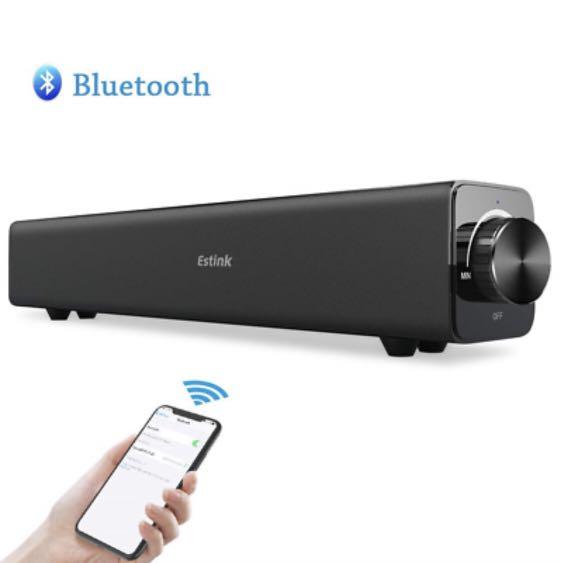 Estink Sound Bar Bluetooth Speaker Soundbar TV Speakers Portable 20W Wired Wireless Surround Sound Bars Audio Stereo Home Theater System for TV PC