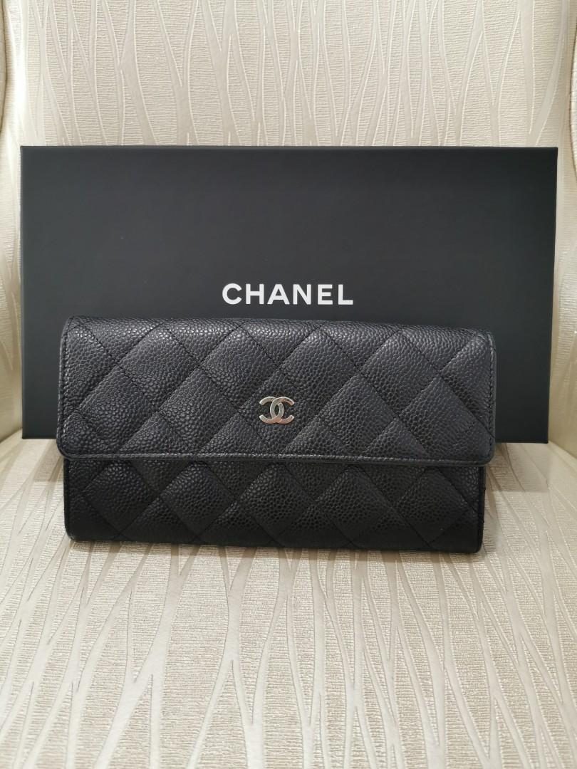 CHANEL Classic Continental Long Flap Wallet Black Caviar with Gold