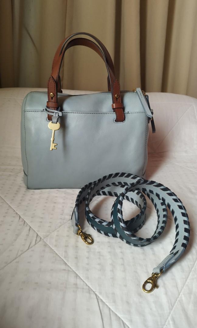 Fossil Rachel Satchel Horizon Blue Barang Mewah Tas Dompet di