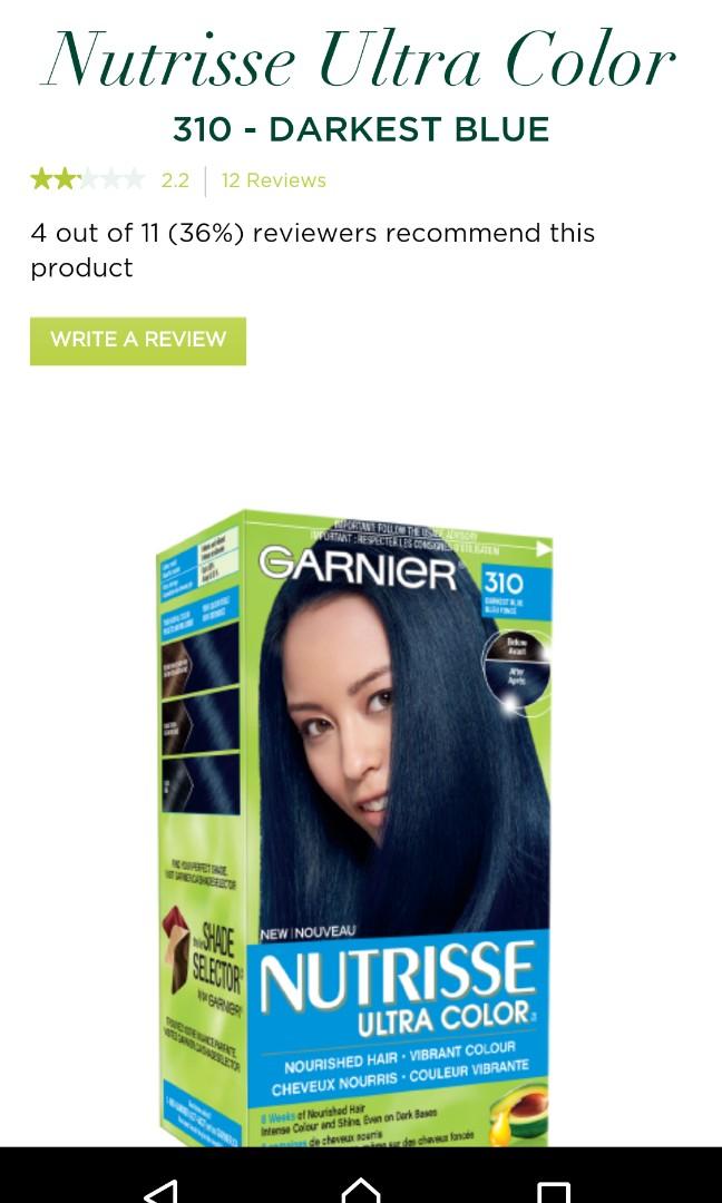 Garnier Nutrisse Ultra Color No 310 Darkest Blue Looking For On Carousell Before you dye your hair blue, it is important to lighten it as much as possible so that the dye will take. garnier nutrisse ultra color no 310