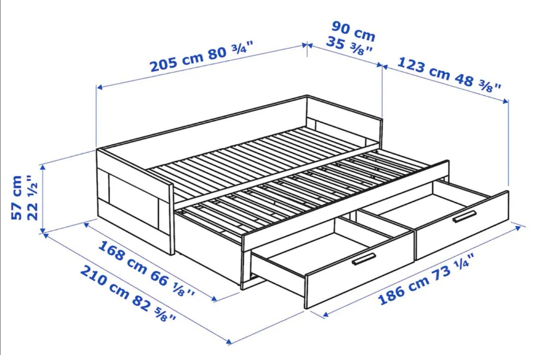 Ikea Pull out day bed with drawers, Furniture & Home Living, Furniture